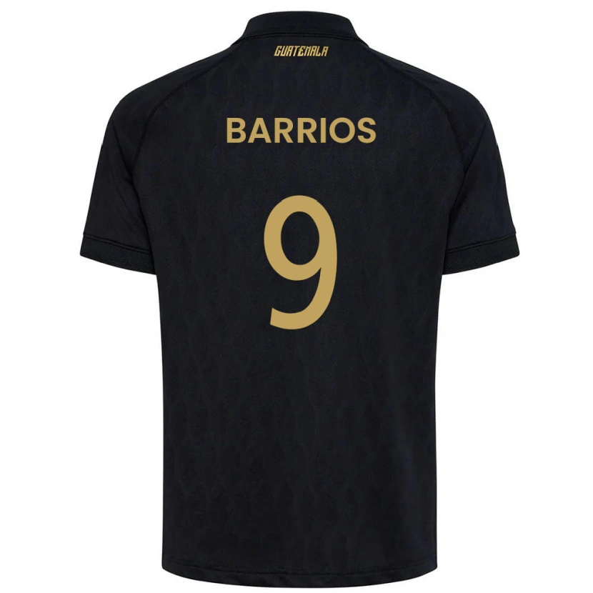 Danxen Women Guatemala Josué Barrios #9 Black Sky Blue White Away Jersey 26-28 T-Shirt
