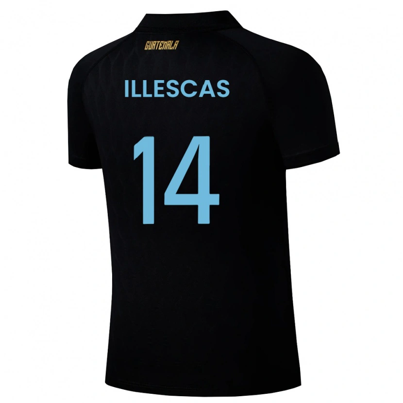 Danxen Women Guatemala Kevin Illescas #14 Black Sky Blue White Away Jersey 26-28 T-Shirt