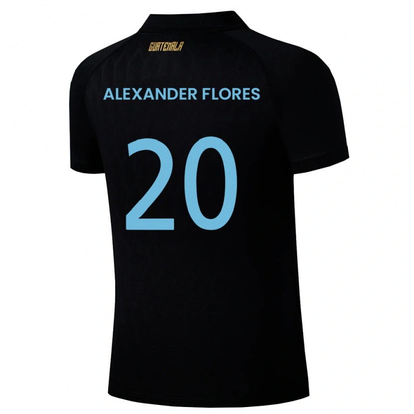 Danxen Women Guatemala Luis Alexander Flores #20 Black Sky Blue White Away Jersey 26-28 T-Shirt