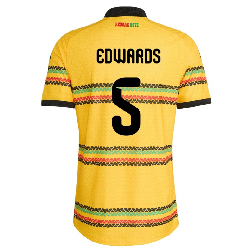 Danxen Kid Jamaica Jaeshawn Edwards #5 Yellow Black Green Home Jersey 26-28 T-Shirt