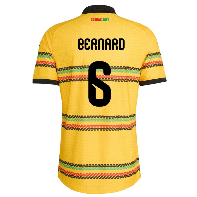 Danxen Kid Jamaica Di'shon Bernard #6 Yellow Black Green Home Jersey 26-28 T-Shirt