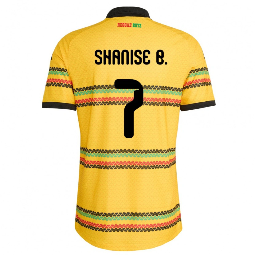 Danxen Kid Jamaica Shanise Buckley #7 Yellow Black Green Home Jersey 26-28 T-Shirt