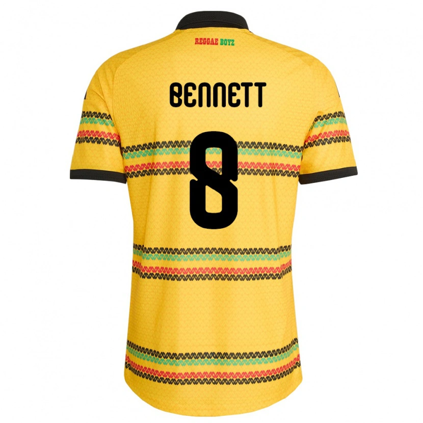 Danxen Kid Jamaica Jaheem Bennett #8 Yellow Black Green Home Jersey 26-28 T-Shirt