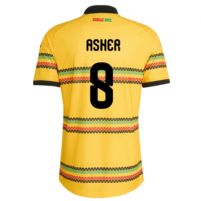 Danxen Kid Jamaica Chinyelu Asher #8 Yellow Black Green Home Jersey 26-28 T-Shirt