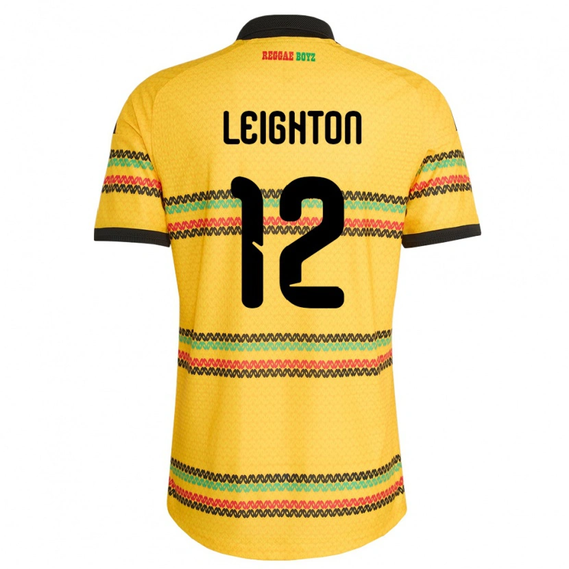 Danxen Kid Jamaica Sean Leighton #12 Yellow Black Green Home Jersey 26-28 T-Shirt