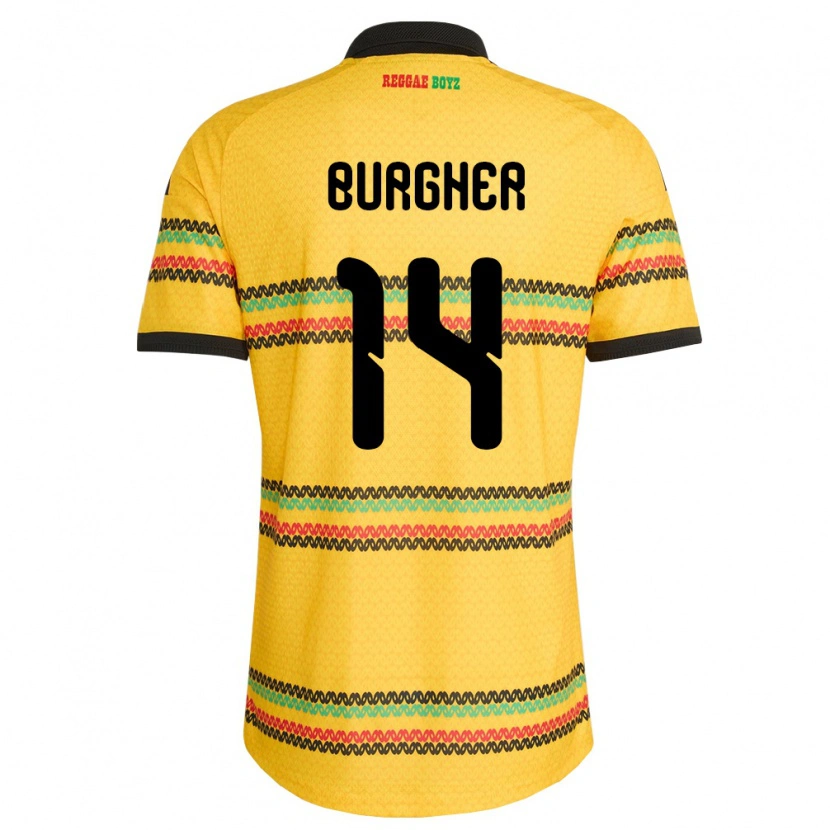 Danxen Kid Jamaica Duwayne Burgher #14 Yellow Black Green Home Jersey 26-28 T-Shirt