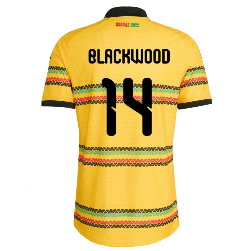 Danxen Kid Jamaica Deneisha Blackwood #14 Yellow Black Green Home Jersey 26-28 T-Shirt