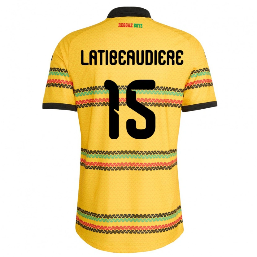 Danxen Kid Jamaica Joel Latibeaudiere #15 Yellow Black Green Home Jersey 26-28 T-Shirt