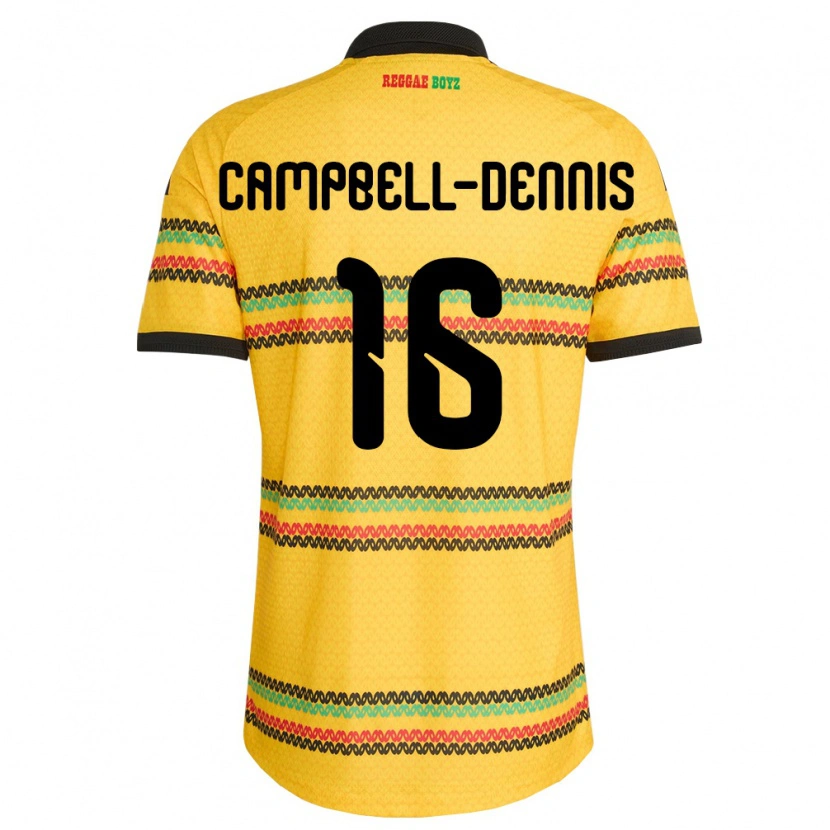 Danxen Kid Jamaica Raequan Campbell-Dennis #16 Yellow Black Green Home Jersey 26-28 T-Shirt