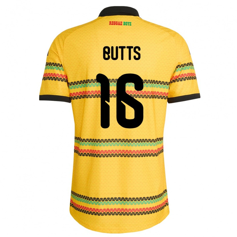 Danxen Kid Jamaica Njeri Butts #16 Yellow Black Green Home Jersey 26-28 T-Shirt