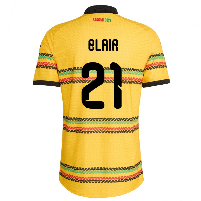 Danxen Kid Jamaica Dhamar Blair #21 Yellow Black Green Home Jersey 26-28 T-Shirt