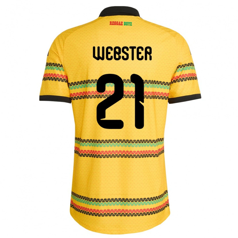 Danxen Kid Jamaica Ronaldo Webster #21 Yellow Black Green Home Jersey 26-28 T-Shirt