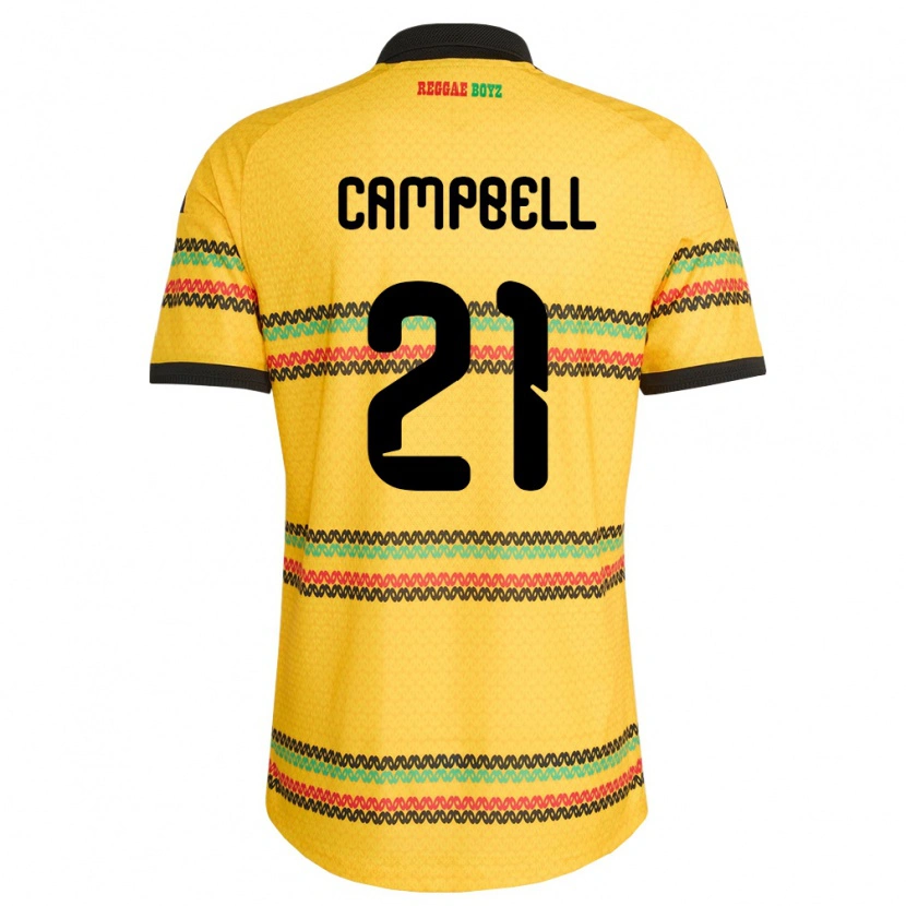 Danxen Kid Jamaica Norman Campbell #21 Yellow Black Green Home Jersey 26-28 T-Shirt