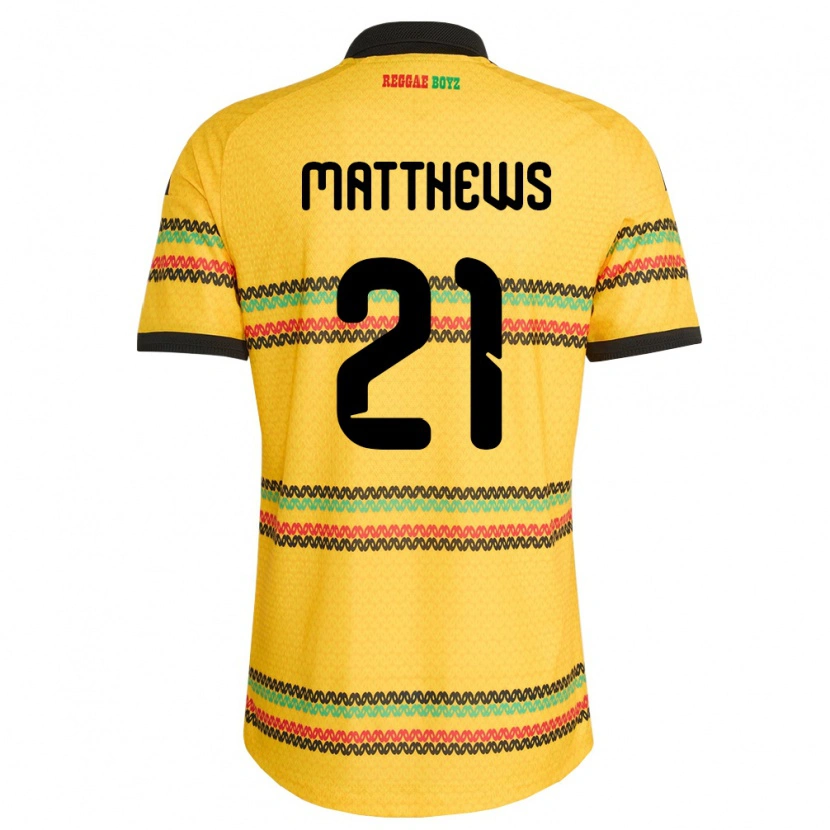 Danxen Kid Jamaica Cheyna Matthews #21 Yellow Black Green Home Jersey 26-28 T-Shirt