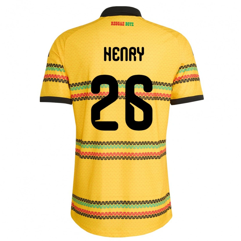 Danxen Kid Jamaica Rico Henry #26 Yellow Black Green Home Jersey 26-28 T-Shirt