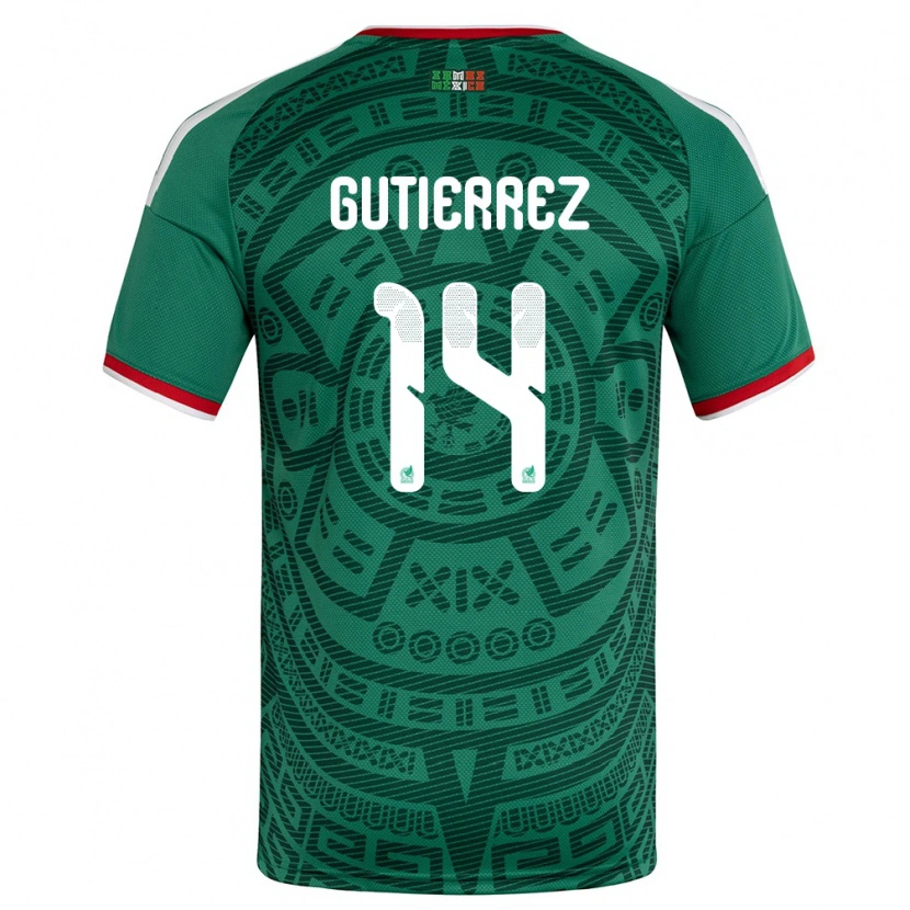 Danxen Kid Mexico Erick Gutierrez #14 Green White Red Home Jersey 26-28 T-Shirt