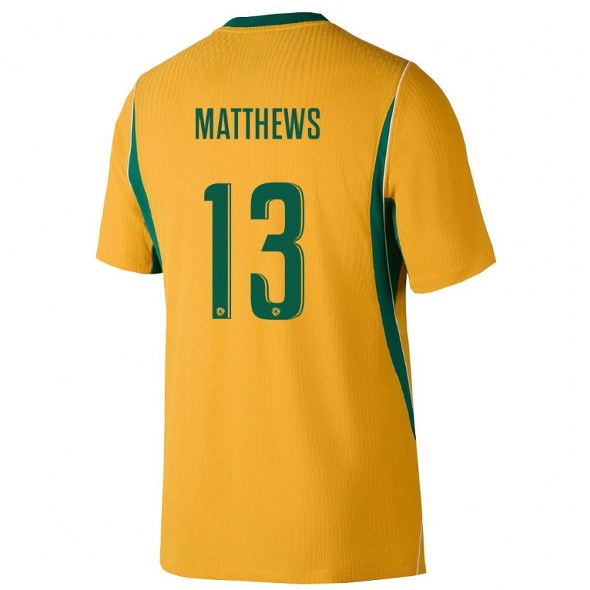 Danxen Kid Australia Hayden Matthews #13 Yellow Green Home Jersey 26-28 T-Shirt