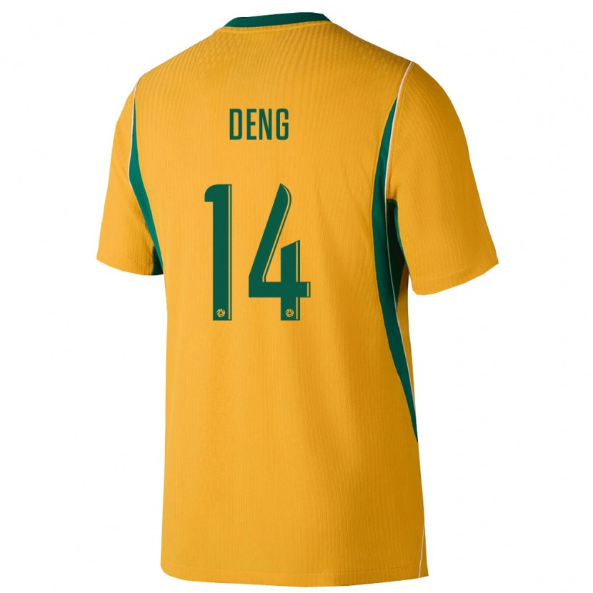Danxen Kid Australia Thomas Deng #14 Yellow Green Home Jersey 26-28 T-Shirt