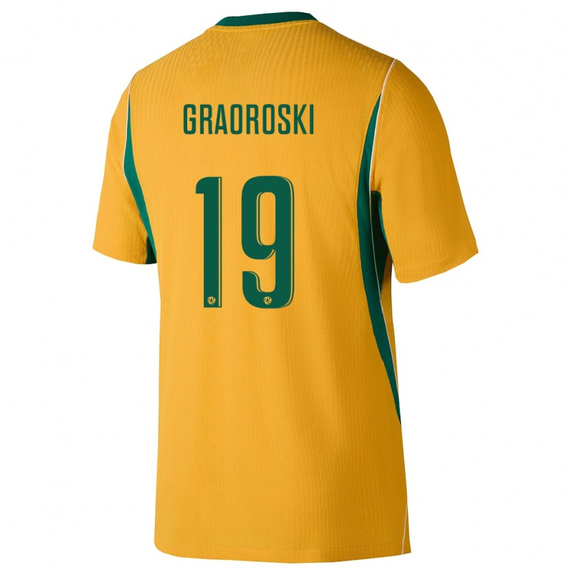 Danxen Kid Australia Jordan Graoroski #19 Yellow Green Home Jersey 26-28 T-Shirt