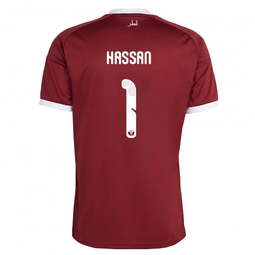 Danxen Kid Qatar Amir Hassan #1 Red Burgundy White Home Jersey 26-28 T-Shirt