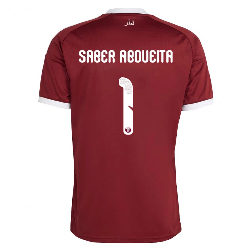 Danxen Kid Qatar Ahmed Aboueita #1 Red Burgundy White Home Jersey 26-28 T-Shirt