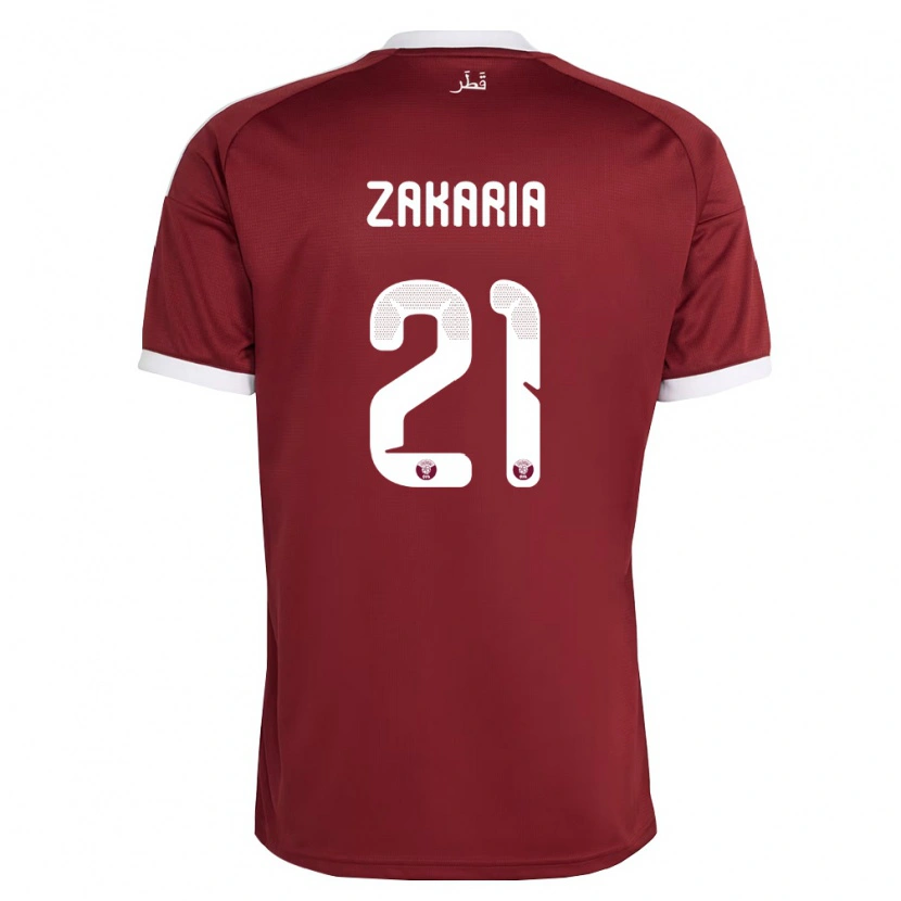 Danxen Kid Qatar Salah Zakaria #21 Red Burgundy White Home Jersey 26-28 T-Shirt