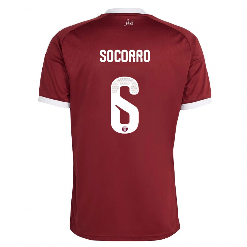 Danxen Kid Qatar Ethan Socorro #6 Red Burgundy White Home Jersey 26-28 T-Shirt