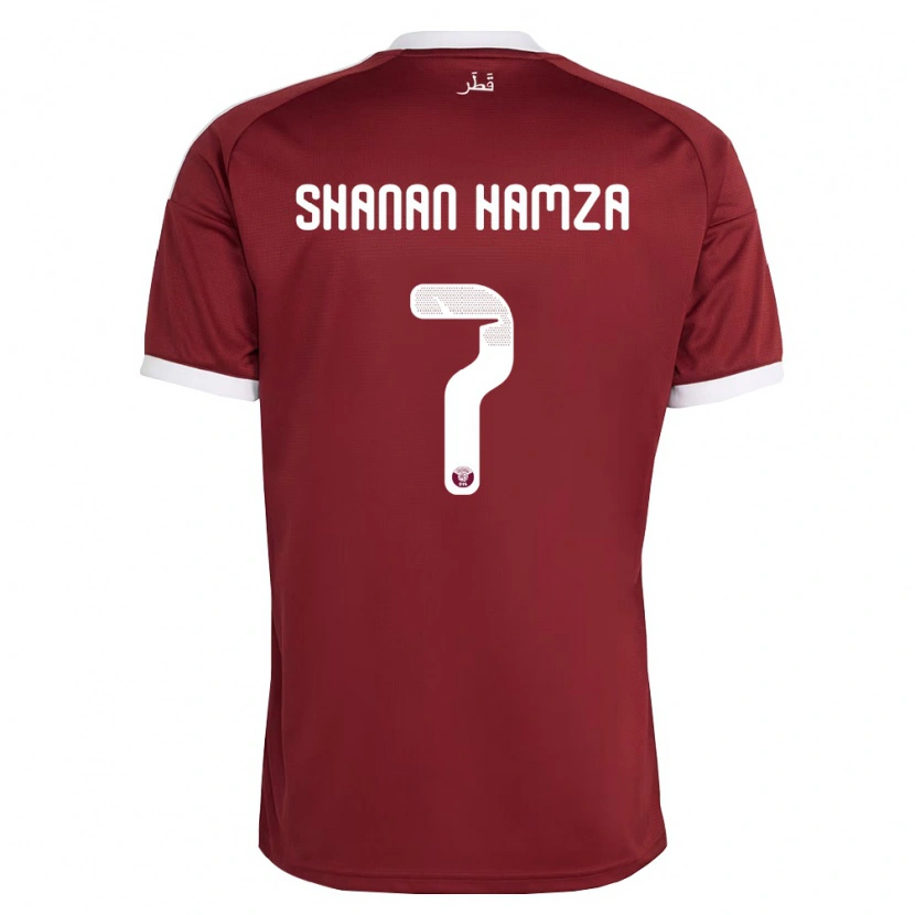 Danxen Kid Qatar Mubarak Shanan Hamza #7 Red Burgundy White Home Jersey 26-28 T-Shirt