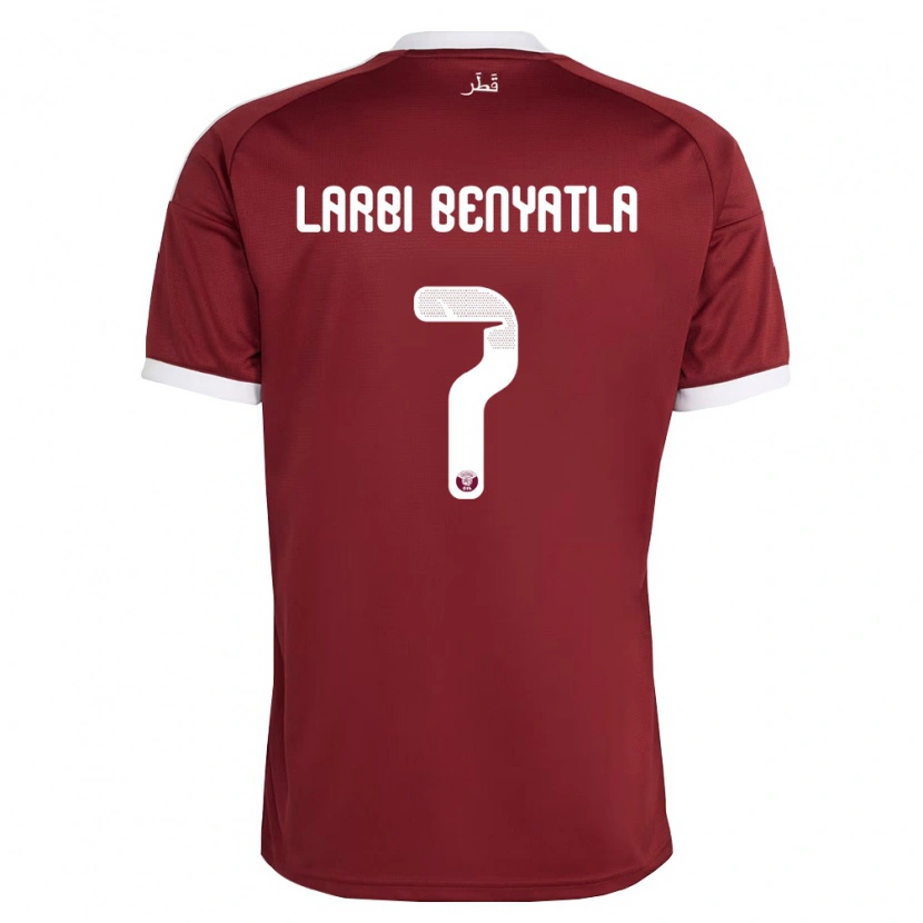 Danxen Kid Qatar Dhiaeddine Larbi Benyatla #7 Red Burgundy White Home Jersey 26-28 T-Shirt