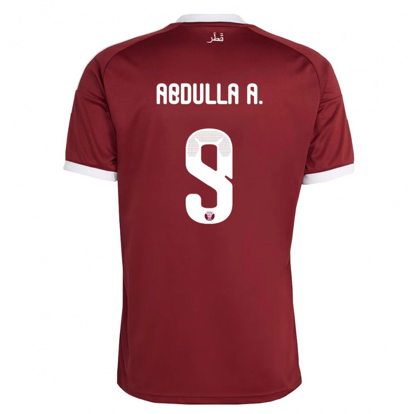 Danxen Kid Qatar Mohsain Abdulla A. #9 Red Burgundy White Home Jersey 26-28 T-Shirt