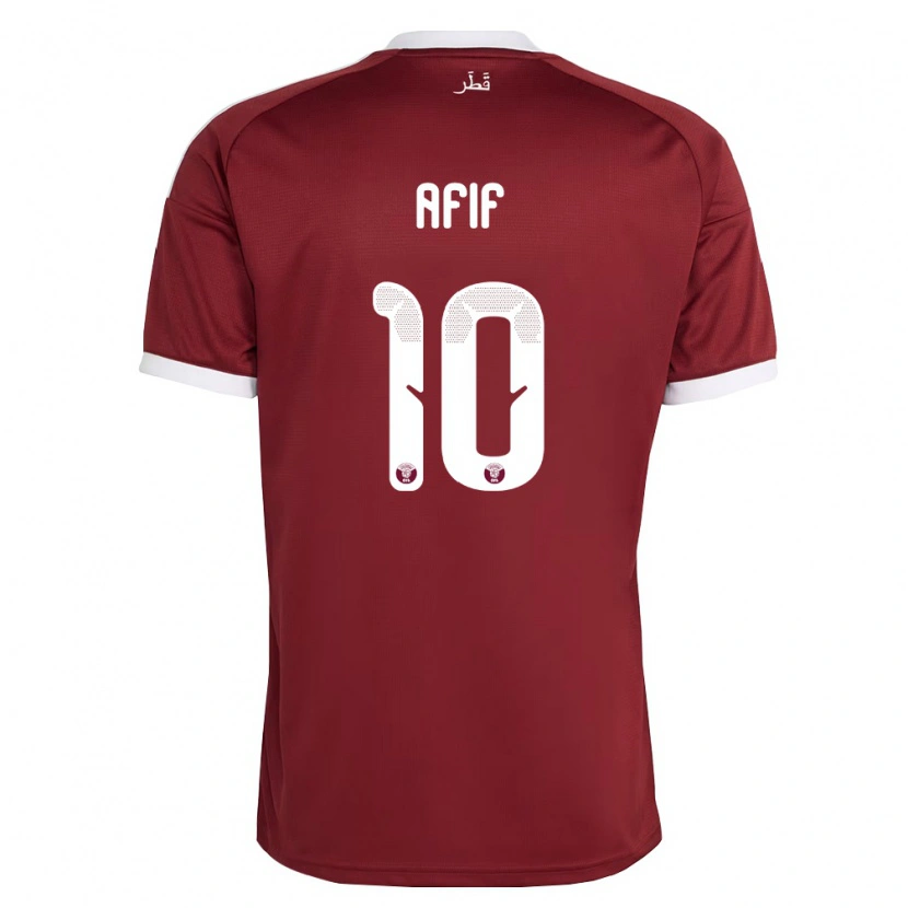 Danxen Kid Qatar Akram Afif #10 Red Burgundy White Home Jersey 26-28 T-Shirt