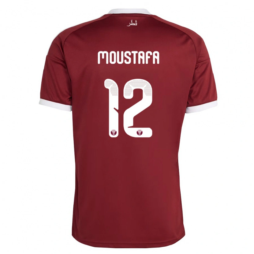 Danxen Kid Qatar Moamen Moustafa #12 Red Burgundy White Home Jersey 26-28 T-Shirt