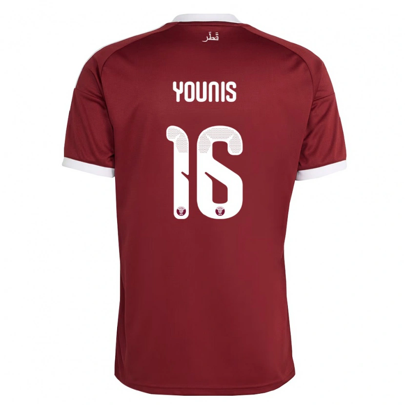Danxen Kid Qatar Abdelaziz El Hamaida #16 Red Burgundy White Home Jersey 26-28 T-Shirt