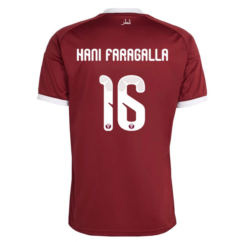 Danxen Kid Qatar Mohamed Hani Faragalla #16 Red Burgundy White Home Jersey 26-28 T-Shirt