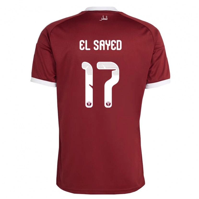 Danxen Kid Qatar Mostafa El Sayed #17 Red Burgundy White Home Jersey 26-28 T-Shirt