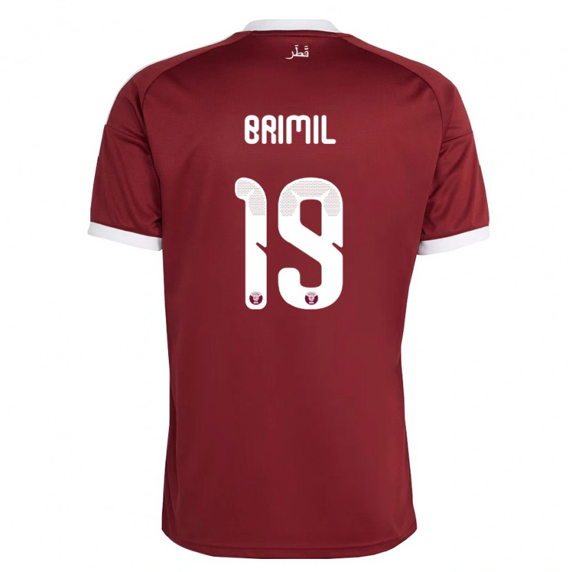 Danxen Kid Qatar Marwan Brimil #19 Red Burgundy White Home Jersey 26-28 T-Shirt