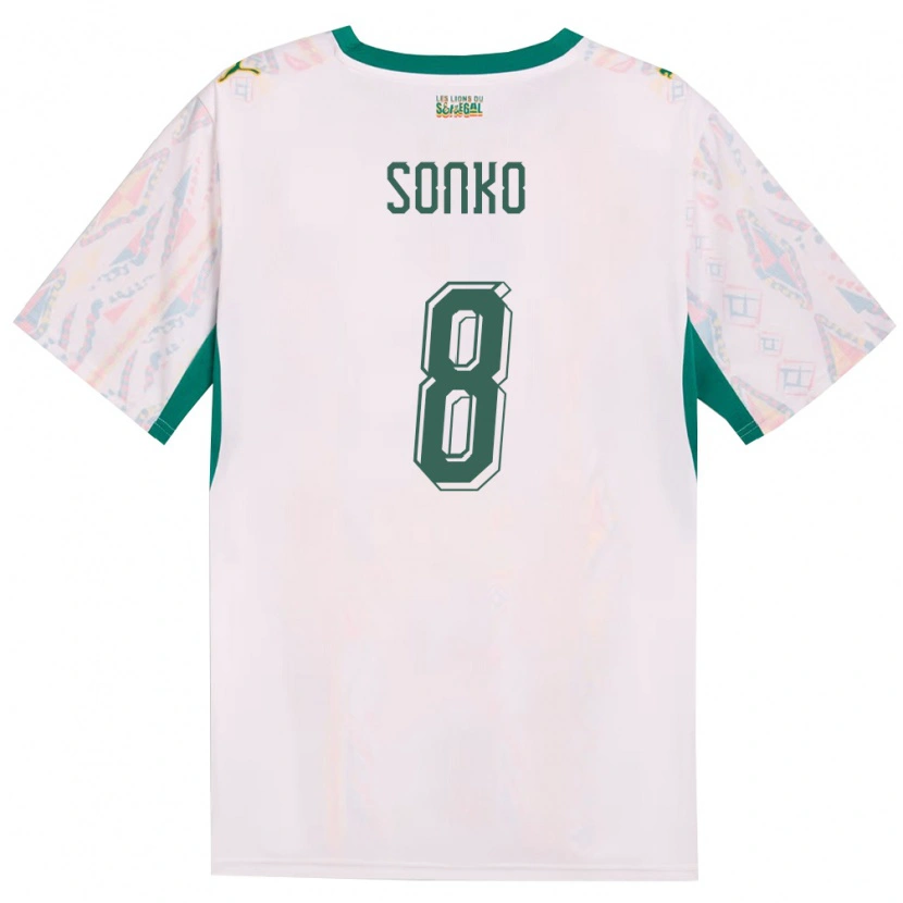 Danxen Kid Senegal Bakary Sonko #8 White Green Yellow Home Jersey 26-28 T-Shirt