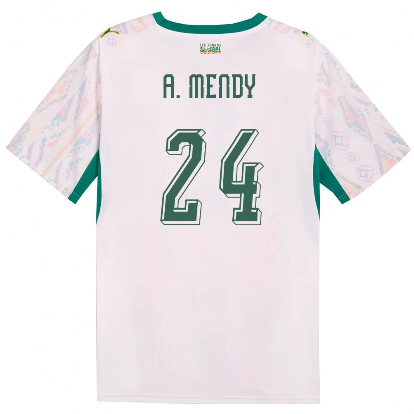 Danxen Kid Senegal Antoine Mendy #24 White Green Yellow Home Jersey 26-28 T-Shirt