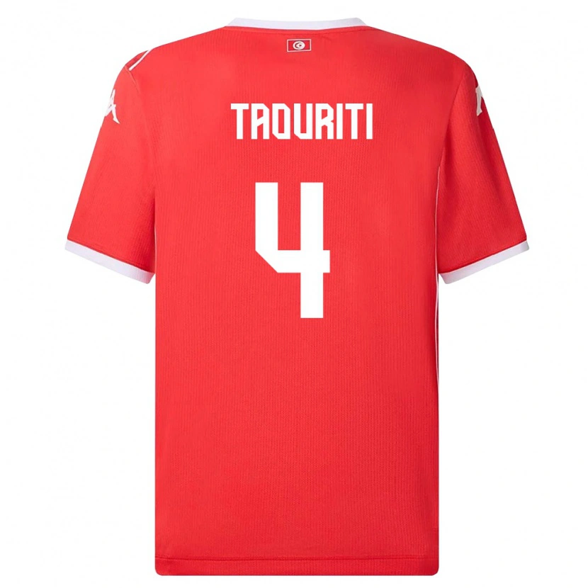 Danxen Kid Tunisia Ryan Taouriti #4 Red White Home Jersey 26-28 T-Shirt
