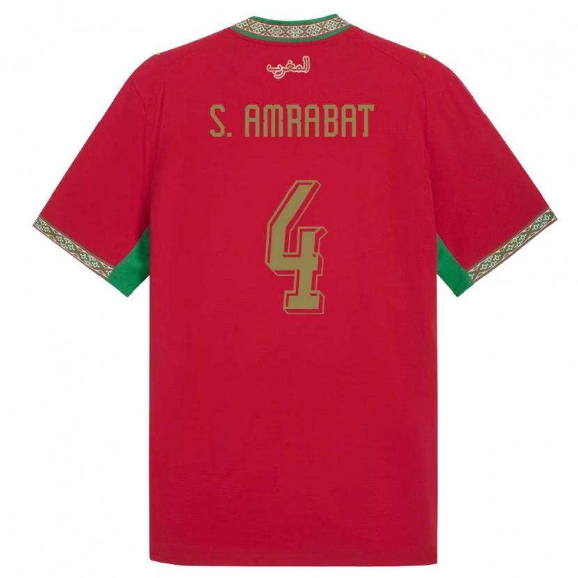 Danxen Kid Morocco Soufiane Amrabat #4 Red Green White Home Jersey 26-28 T-Shirt