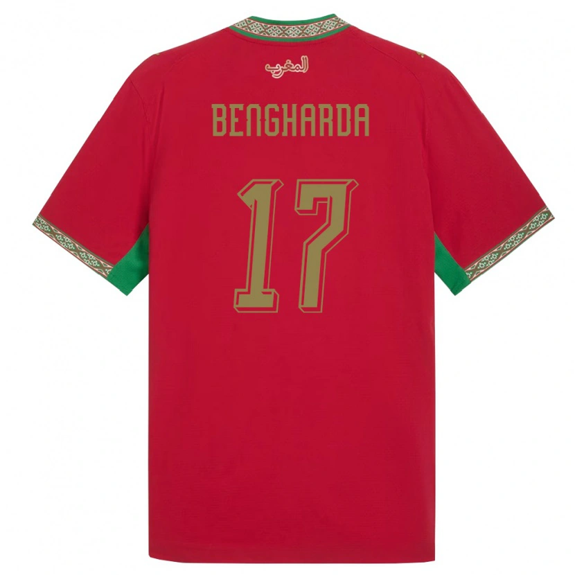 Danxen Kid Morocco Bilal Bengharda #17 Red Green White Home Jersey 26-28 T-Shirt