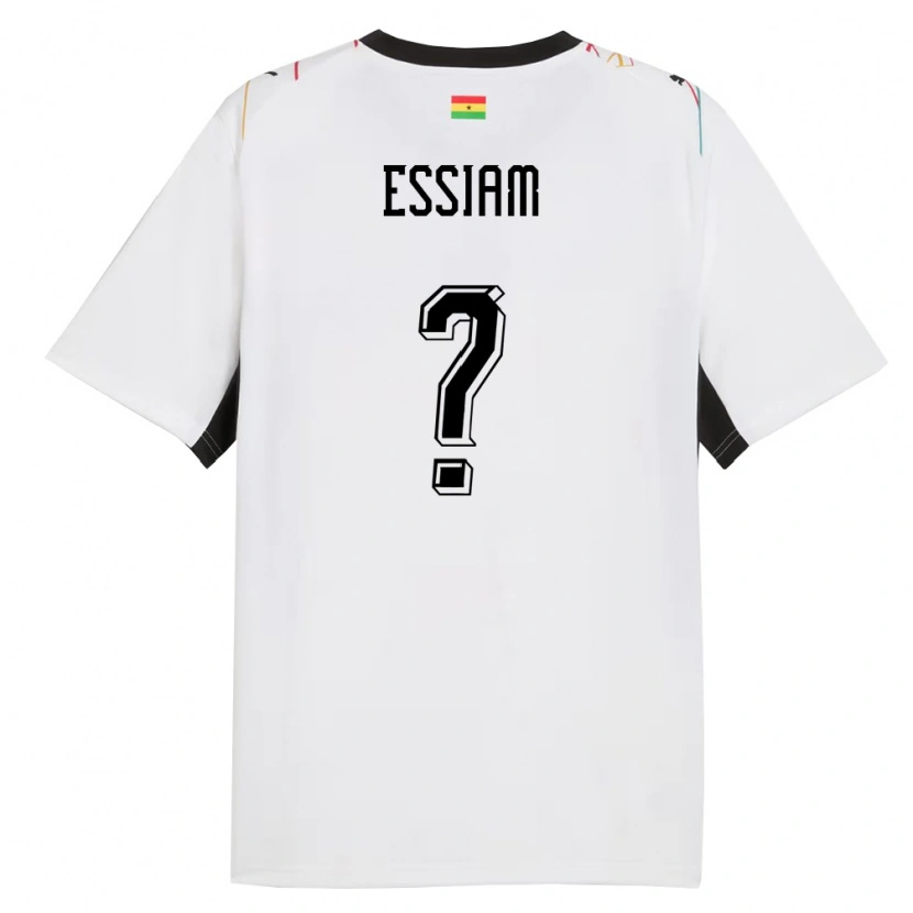 Danxen Kid Ghana Emmanuel Essiam #0 White Black Yellow Home Jersey 26-28 T-Shirt