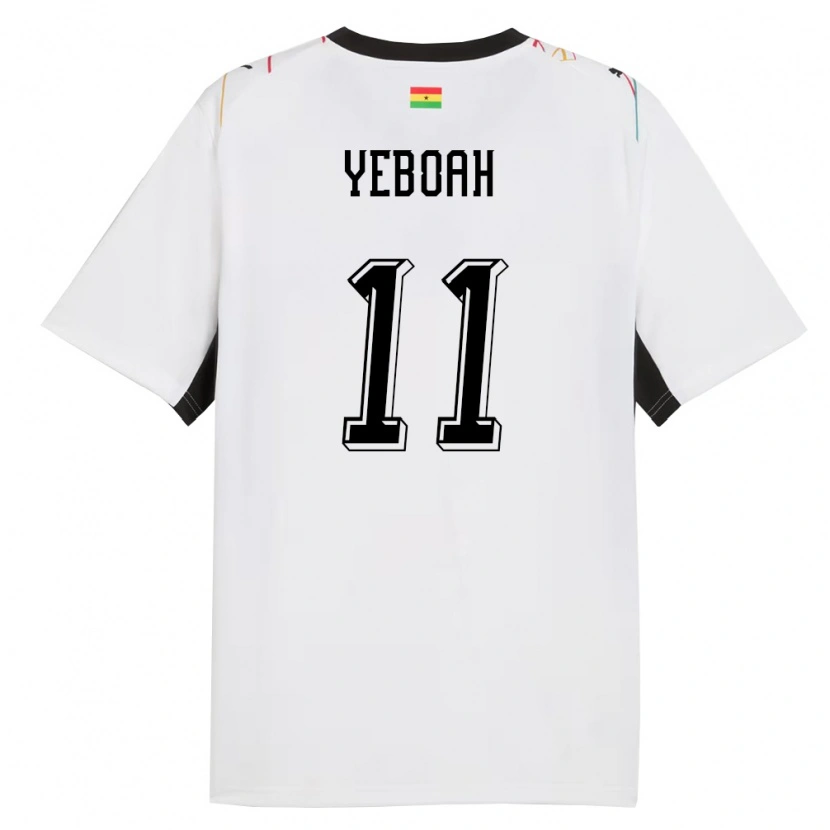 Danxen Kid Ghana Emmanuel Yeboah #11 White Black Yellow Home Jersey 26-28 T-Shirt