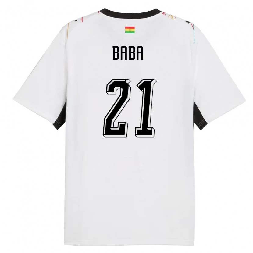 Danxen Kid Ghana Iddrisu Baba #21 White Black Yellow Home Jersey 26-28 T-Shirt