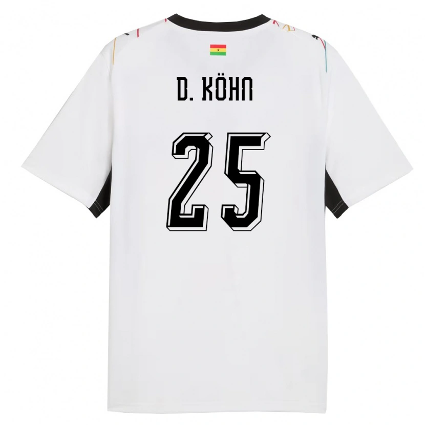 Danxen Kid Ghana Derrick Köhn #25 White Black Yellow Home Jersey 26-28 T-Shirt