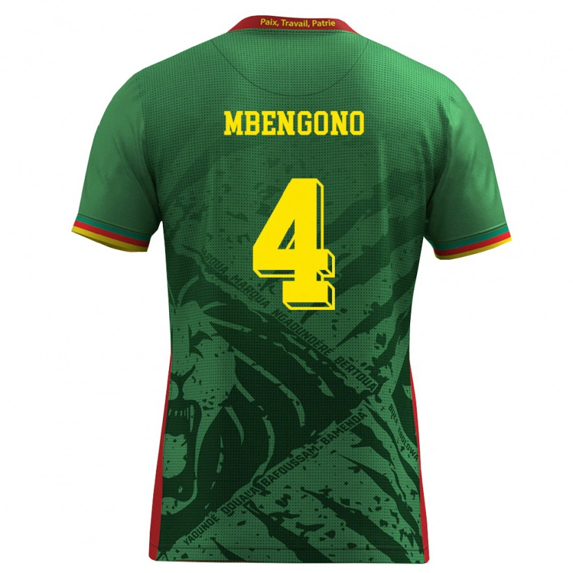Danxen Kid Cameroon Catherine Mbengono #4 Green Yellow Red Home Jersey 26-28 T-Shirt