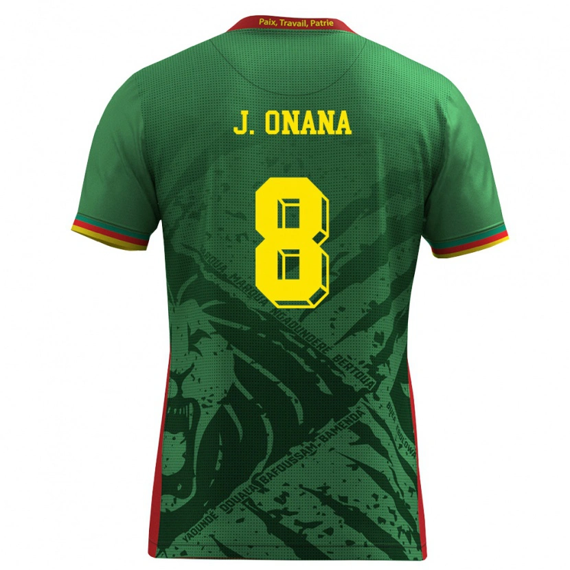 Danxen Kid Cameroon Jean Onana #8 Green Yellow Red Home Jersey 26-28 T-Shirt