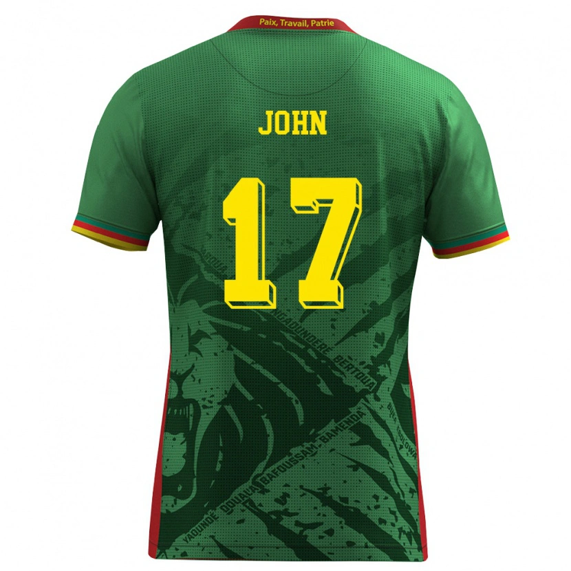 Danxen Kid Cameroon Nchindo John #17 Green Yellow Red Home Jersey 26-28 T-Shirt