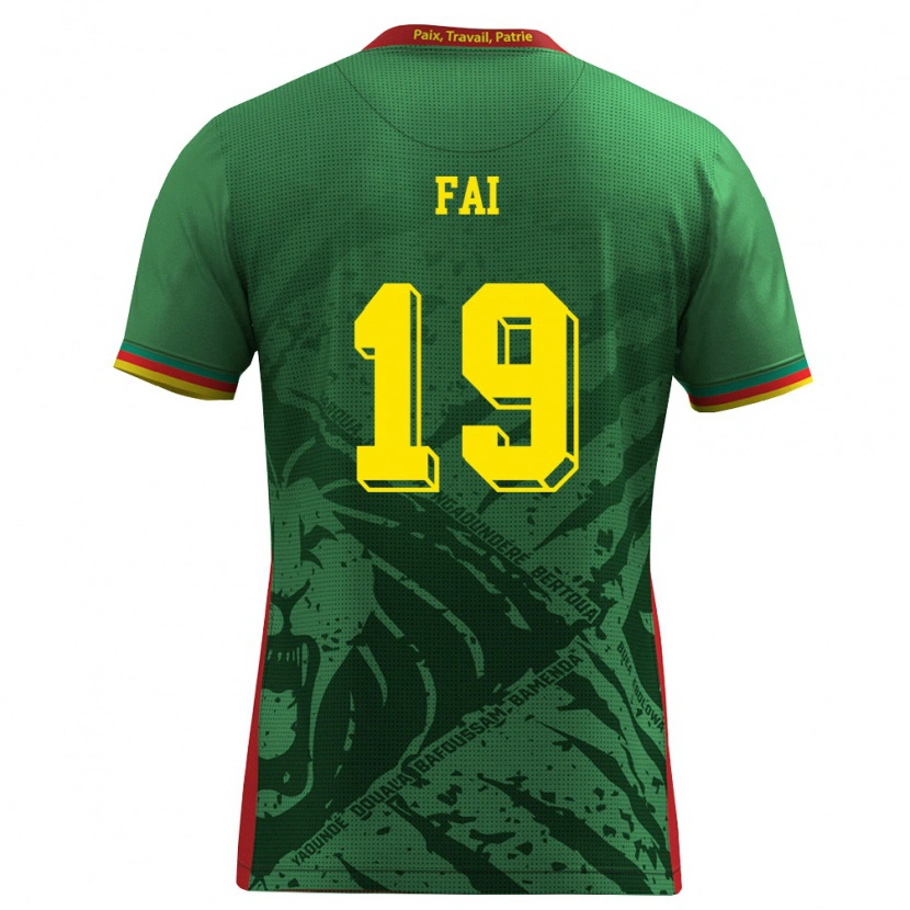 Danxen Kid Cameroon Collins Fai #19 Green Yellow Red Home Jersey 26-28 T-Shirt