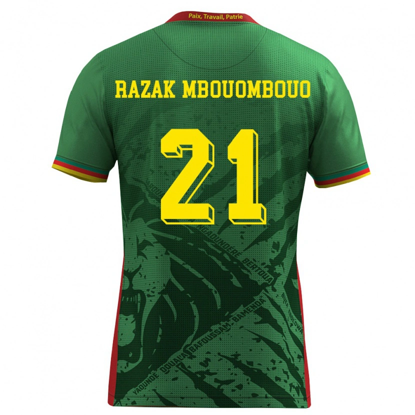 Danxen Kid Cameroon Abdoul Razak Mbouombouo #21 Green Yellow Red Home Jersey 26-28 T-Shirt